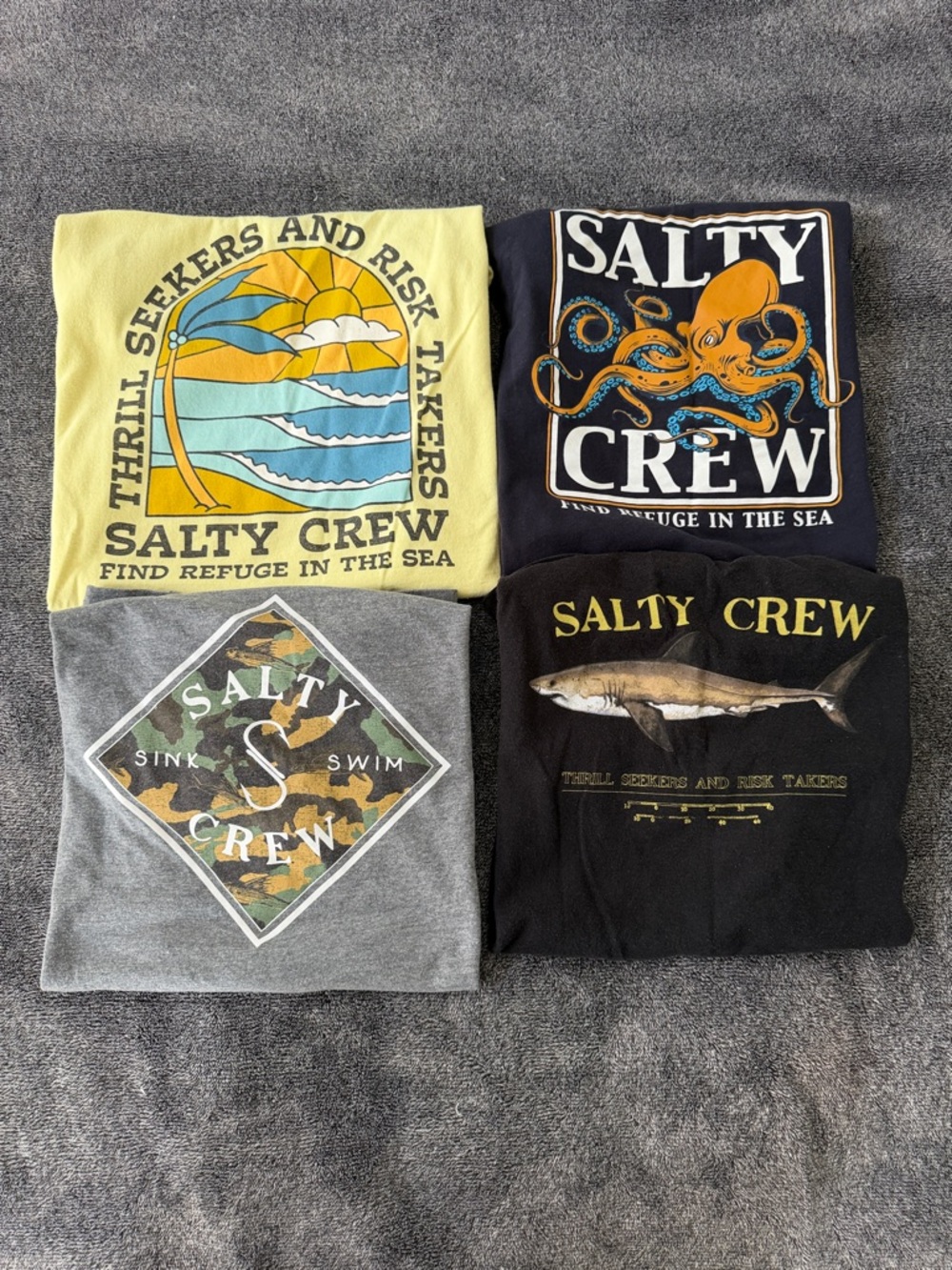 Salty Crew Kids' Graphic Tee - Yellow, Navy, Gray, Black Lot